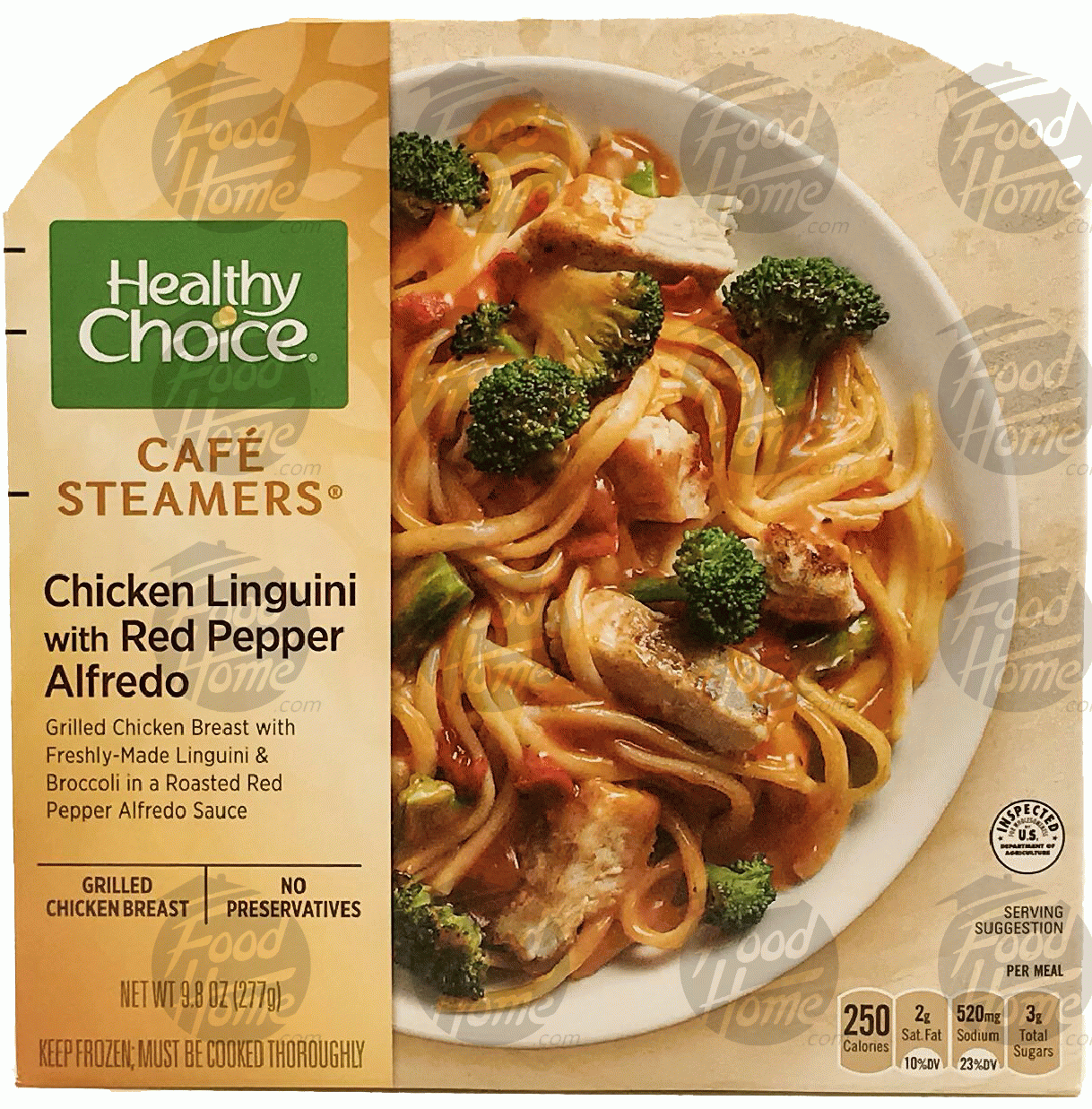 Healthy Choice Cafe Steamers Top Chef; chicken linguini with red pepper alfredo & broccoli Full-Size Picture